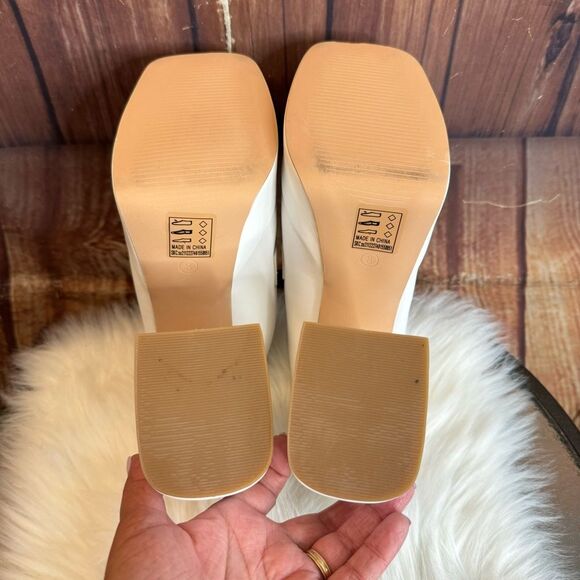 Shein Women’s White Faux Leather Platform Chunky Mules Shoes Size 8 - Picture 11 of 12